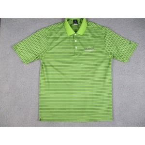 Nike Golf Polo Shirt Men's Large Green Striped Dri-Fit UV Short Sleeve Embroider
